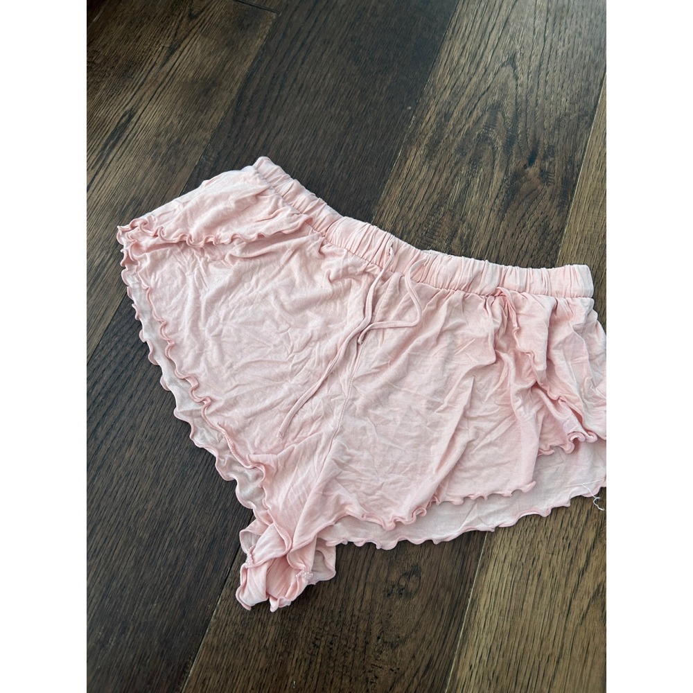 Free People Intimately Ruffle Hem Lounge Shorts Pink Lettuce Edge Sleepwear Med